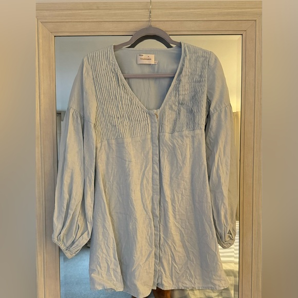 Sancia Tamris Dress Light Blue Linen Long Sleeves Size XS - Picture 3 of 5